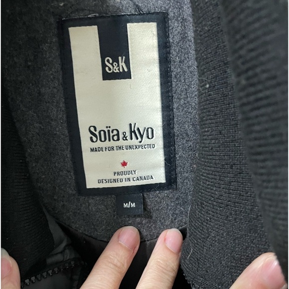 SOIA AND KYO- dark grey wool coat size medium - Picture 5 of 6